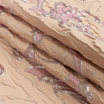 Metallic Rose Gold, Pink and Creamsicle Scrolls Luxury Brocade