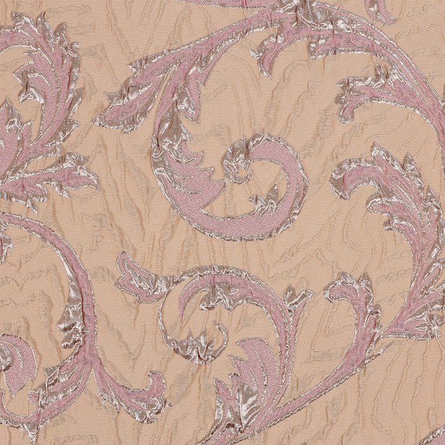 Metallic Rose Gold, Pink and Creamsicle Scrolls Luxury Brocade