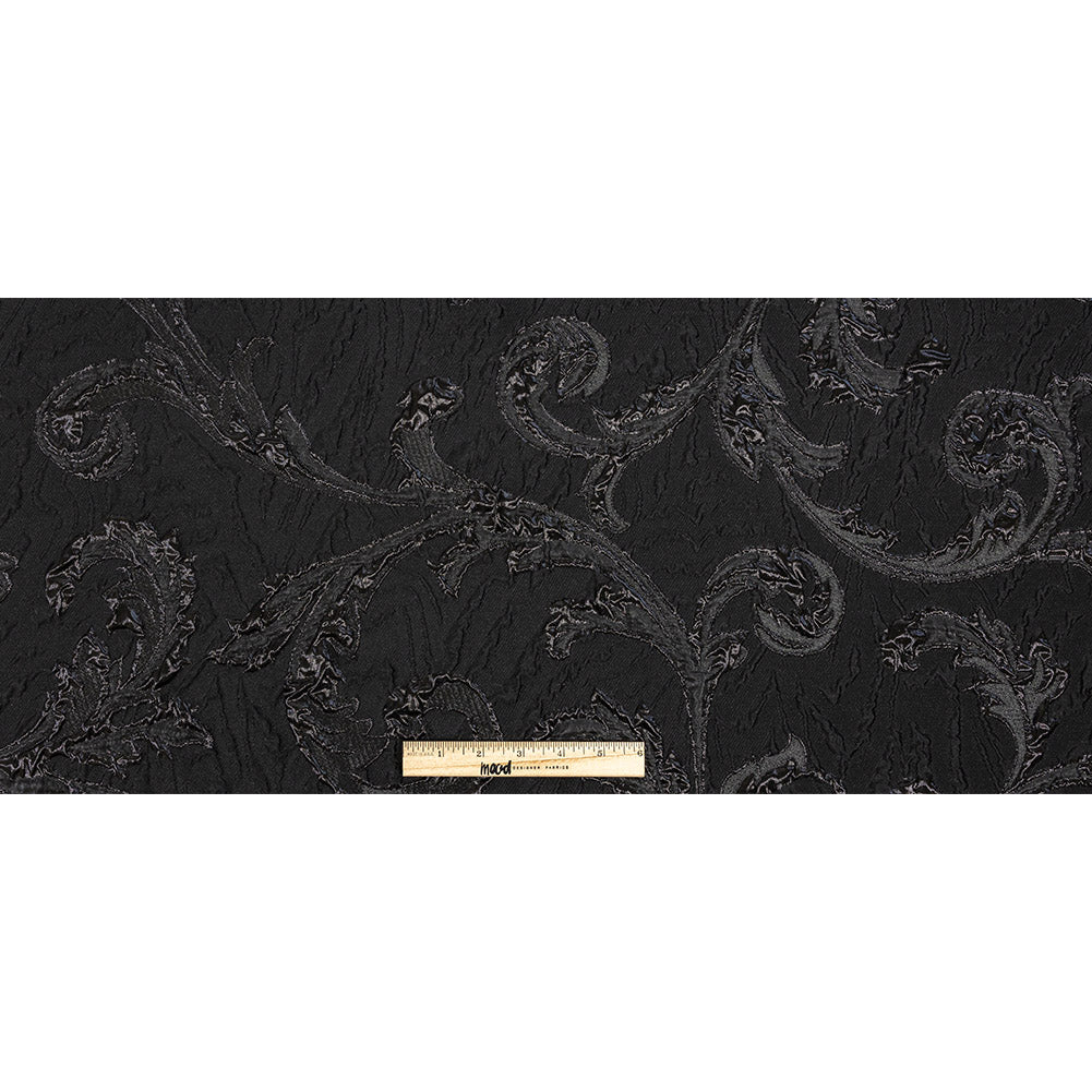 Metallic Black Scrolls Luxury Brocade