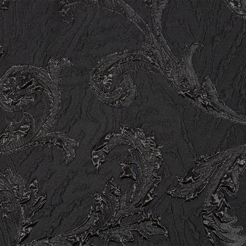 Metallic Black Scrolls Luxury Brocade