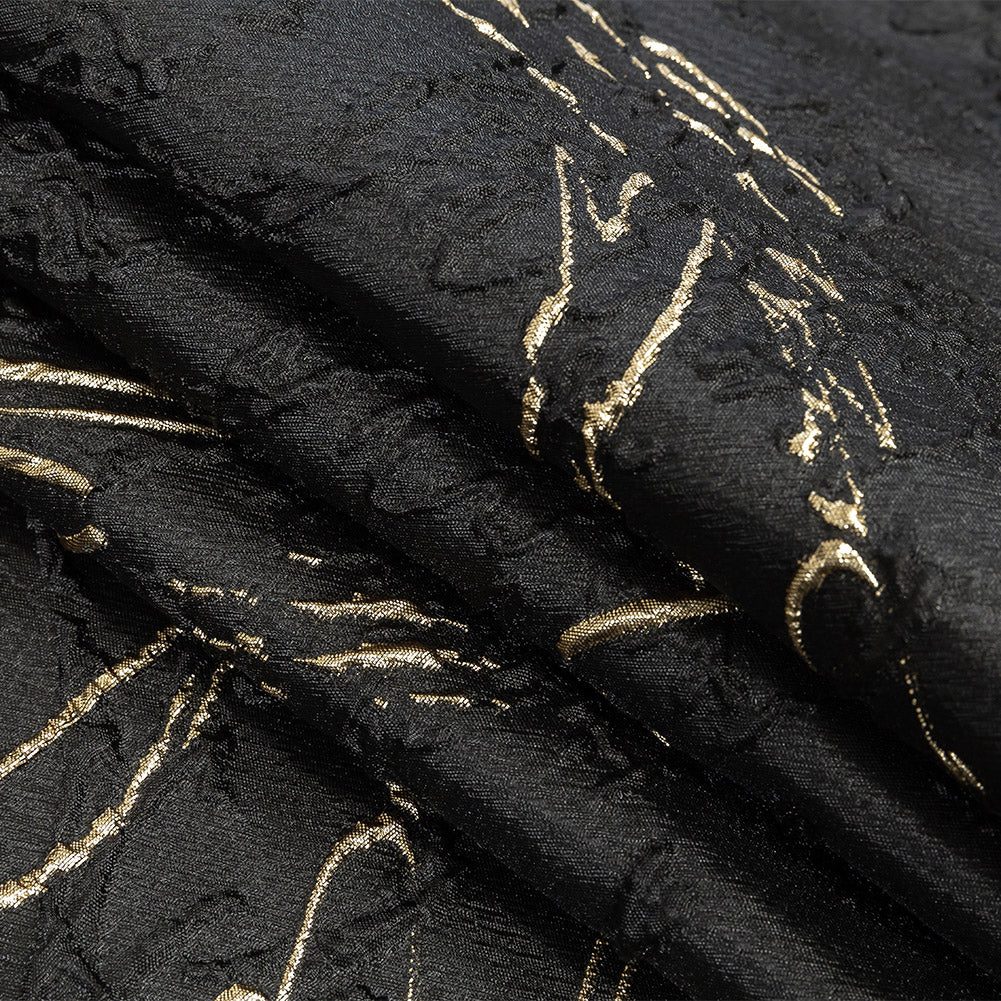Metallic Gold and Black Floral Silhouettes Luxury Brocade