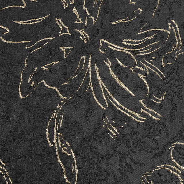 Metallic Gold and Black Floral Silhouettes Luxury Brocade