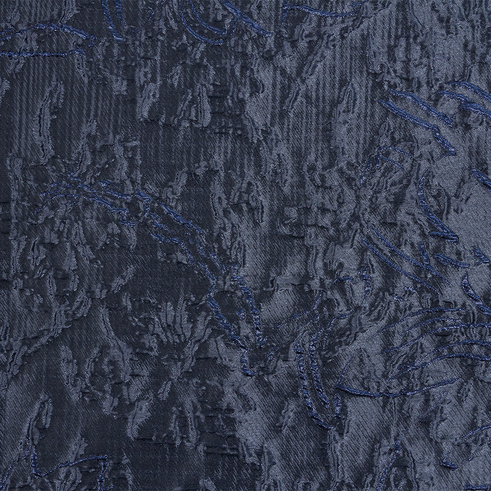 Metallic Royal and Navy Blue Floral Silhouettes Luxury Brocade