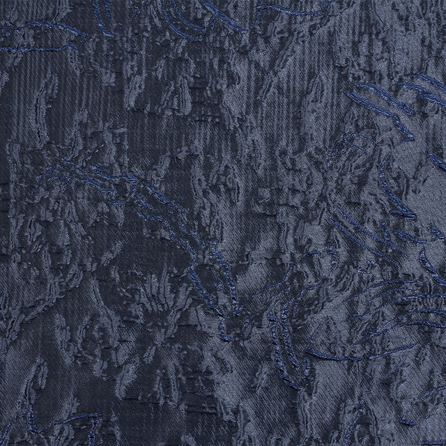 Metallic Royal and Navy Blue Floral Silhouettes Luxury Brocade