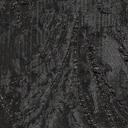 Metallic Black Floral Silhouettes Luxury Brocade