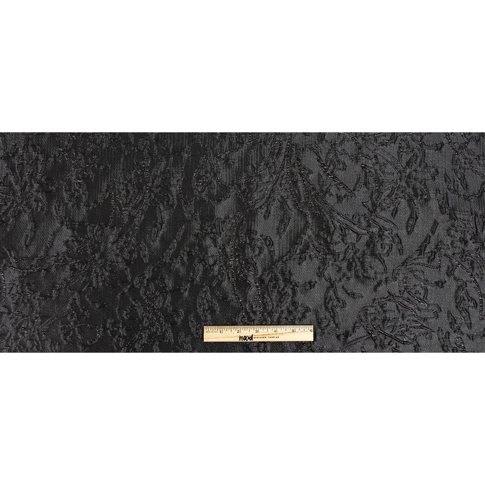 Metallic Black Floral Silhouettes Luxury Brocade
