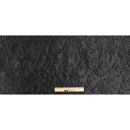 Metallic Black Floral Silhouettes Luxury Brocade