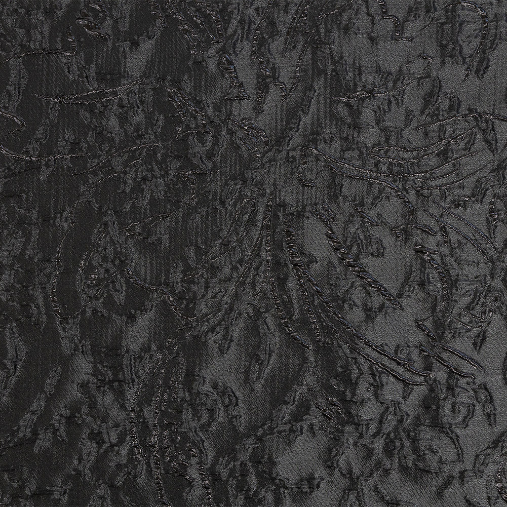 Metallic Black Floral Silhouettes Luxury Brocade