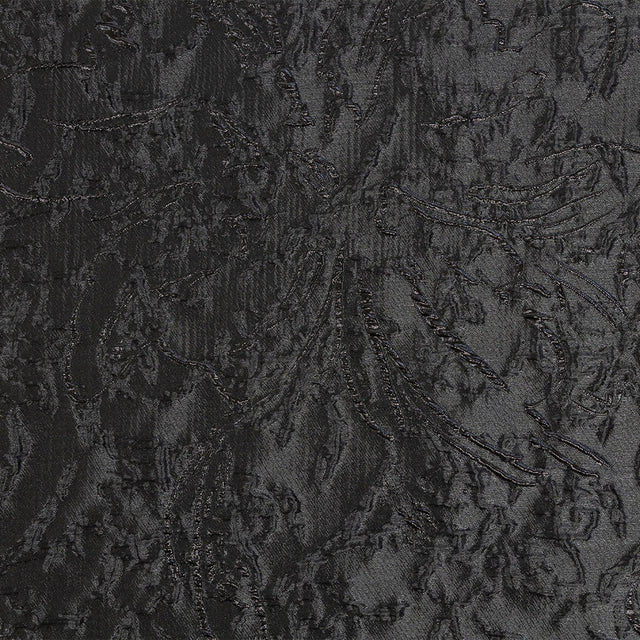 Metallic Black Floral Silhouettes Luxury Brocade