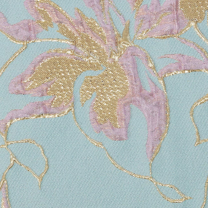 Metallic Gold, Aqua and Orchid Pink Floral Luxury Brocade