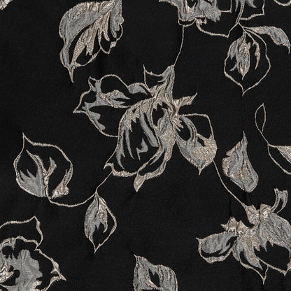Metallic Silver, Black and Gray Floral Luxury Brocade