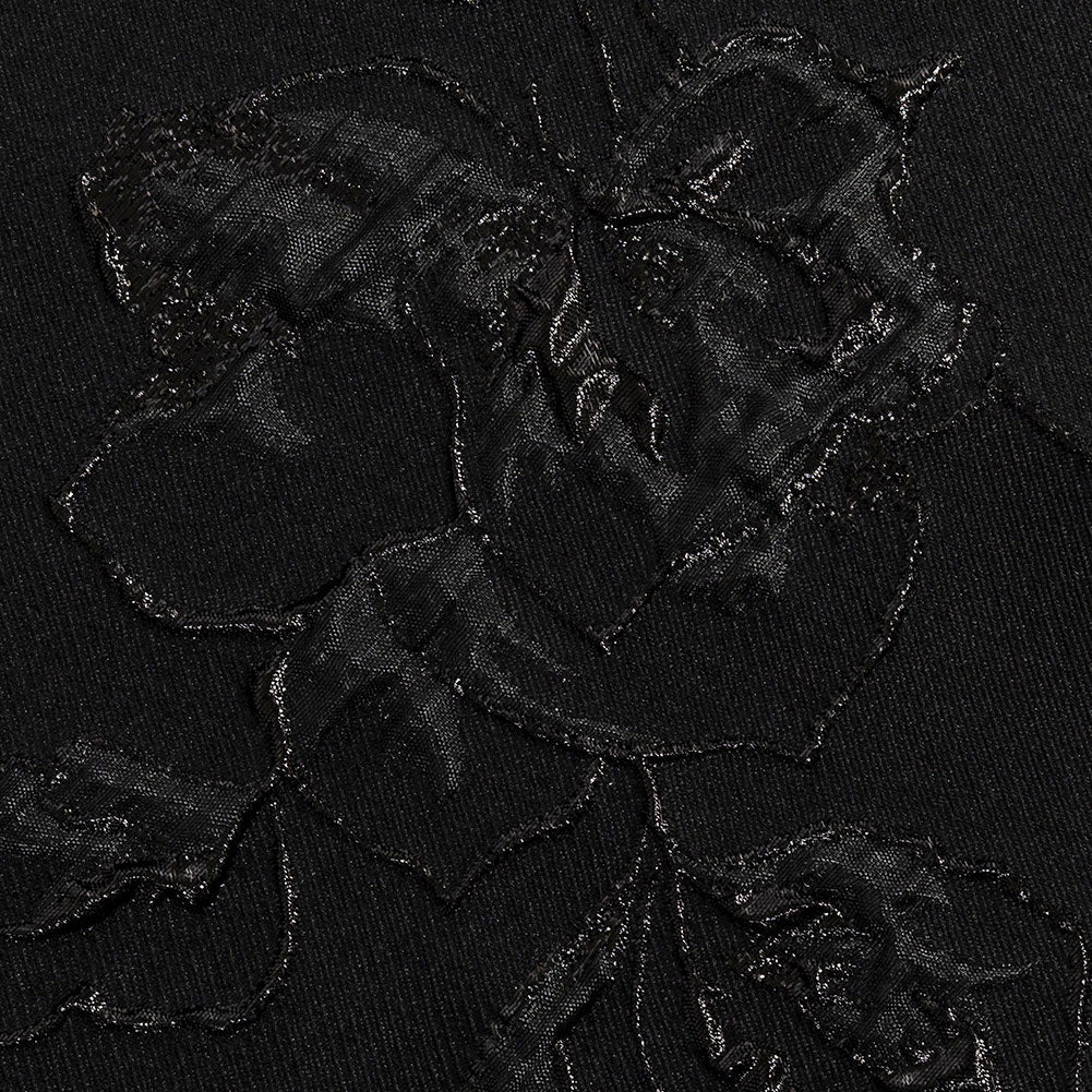 Metallic Black Floral Luxury Brocade - Detail