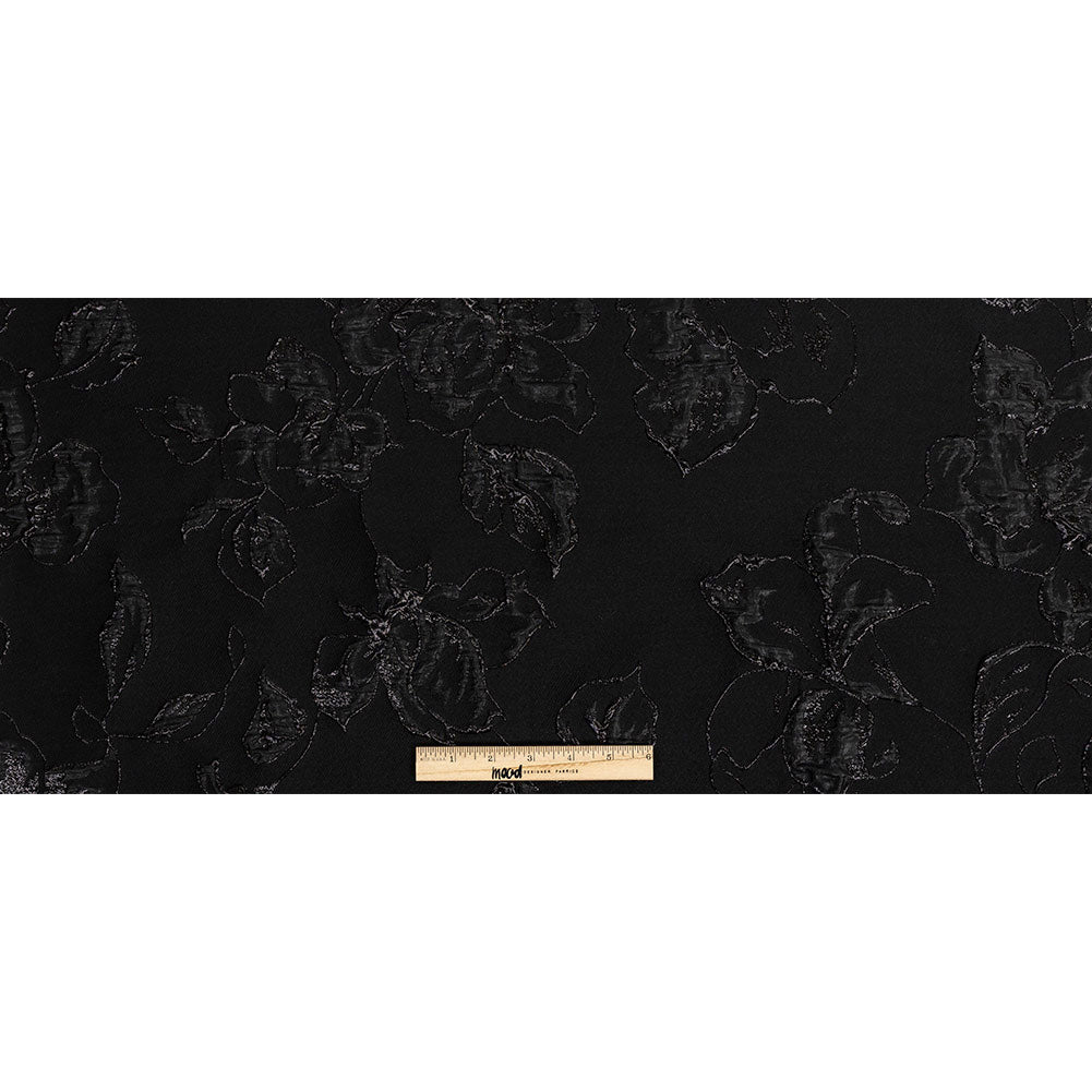 Metallic Black Floral Luxury Brocade - Full