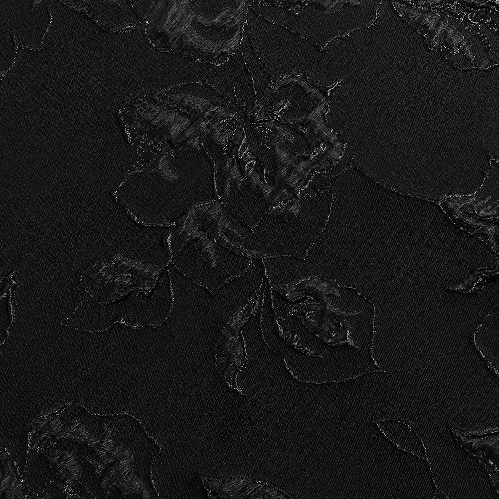 Metallic Black Floral Luxury Brocade