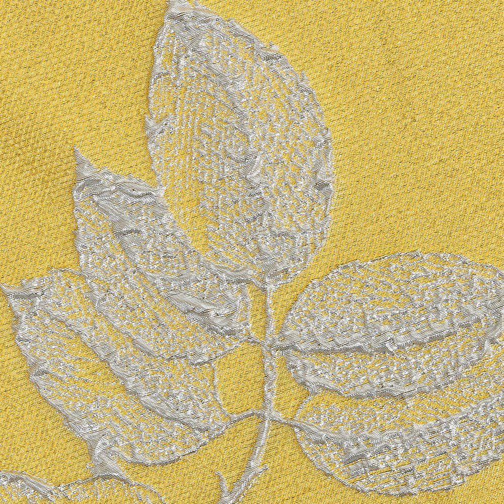 Metallic Silver and Gamboge Floral Luxury Brocade