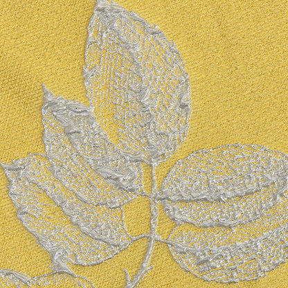 Metallic Silver and Gamboge Floral Luxury Brocade