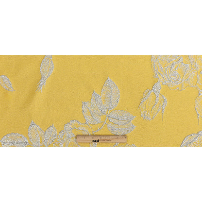 Metallic Silver and Gamboge Floral Luxury Brocade