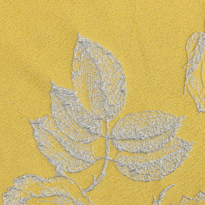 Metallic Silver and Gamboge Floral Luxury Brocade