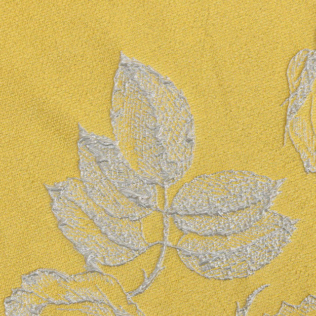 Metallic Silver and Gamboge Floral Luxury Brocade