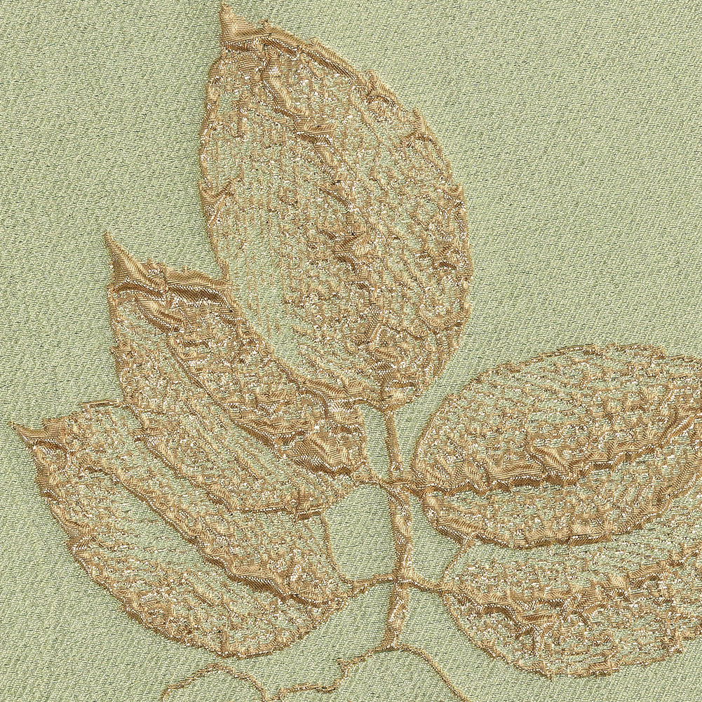 Metallic Gold and Pea Green Floral Luxury Brocade