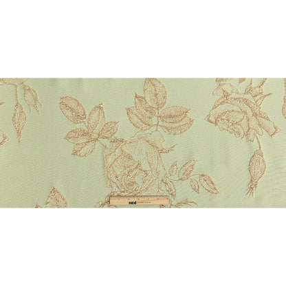 Metallic Gold and Pea Green Floral Luxury Brocade