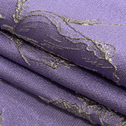 Metallic Gunmetal and Lavender Floral Luxury Brocade