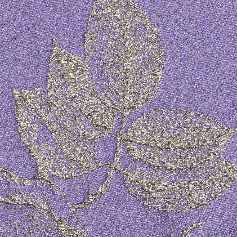 Metallic Gunmetal and Lavender Floral Luxury Brocade - Detail