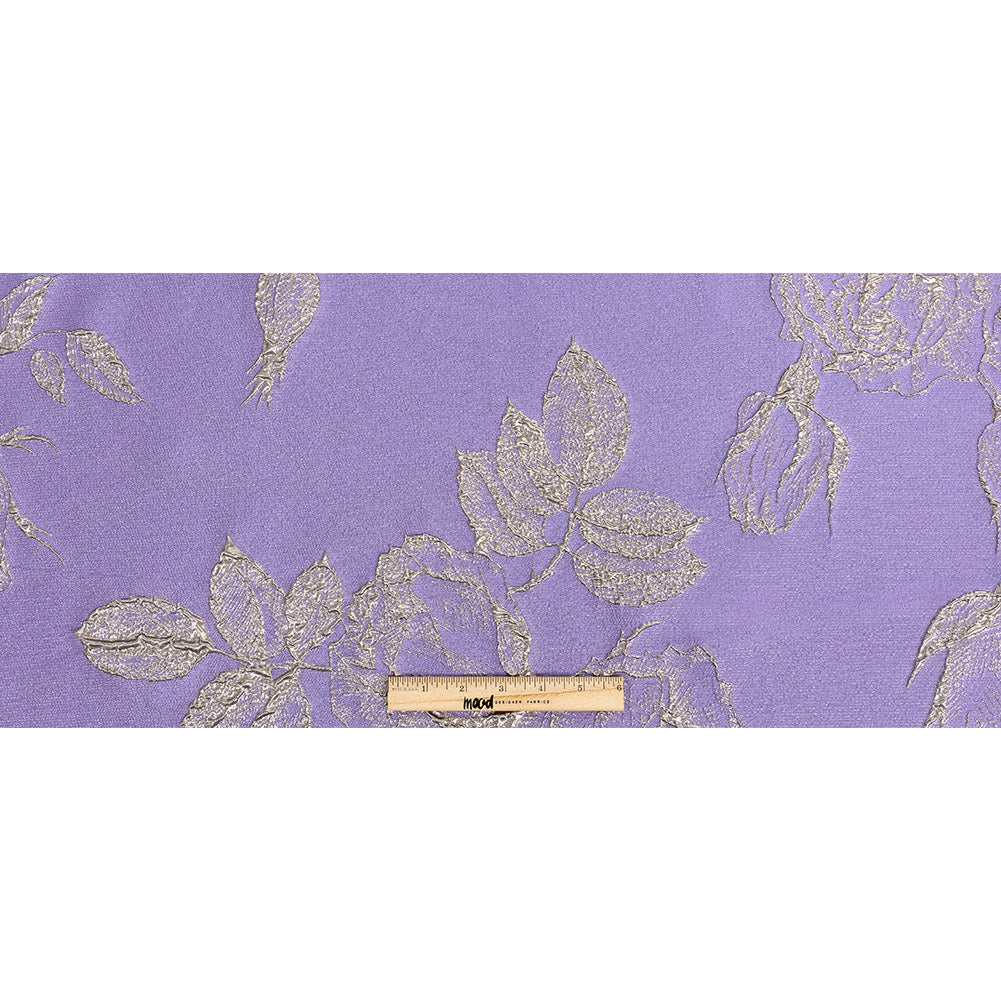 Metallic Gunmetal and Lavender Floral Luxury Brocade - Full
