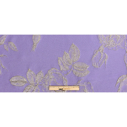 Metallic Gunmetal and Lavender Floral Luxury Brocade