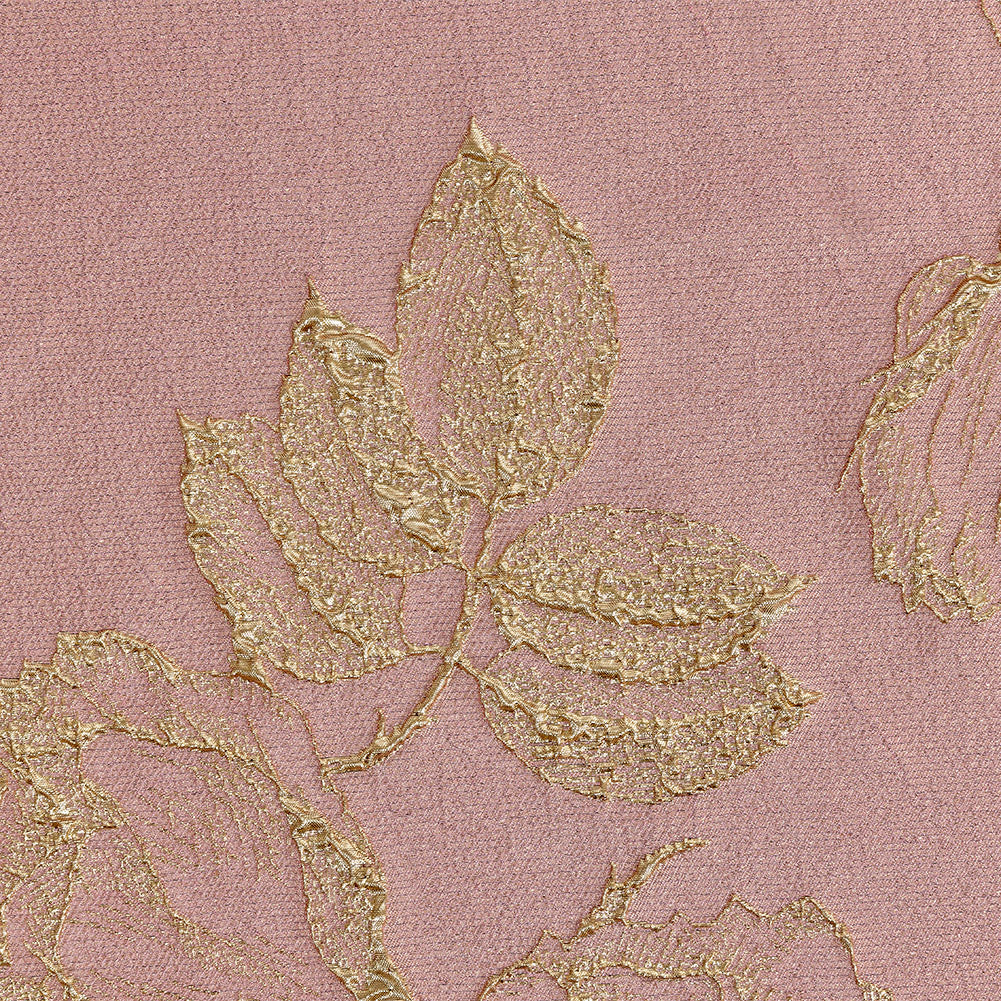 Metallic Gold and Pink Floral Luxury Brocade