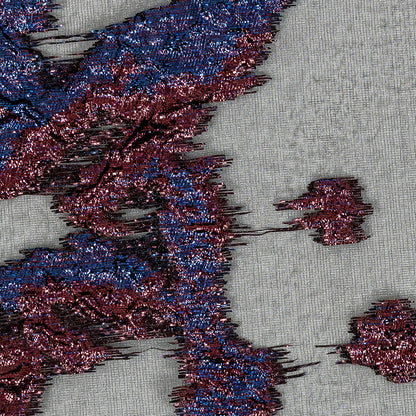 Metallic Royal, Burgundy and Black Abstract Luxury Burnout Brocade