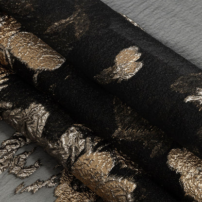 Metallic Gold and Black Abstract Luxury Burnout Brocade