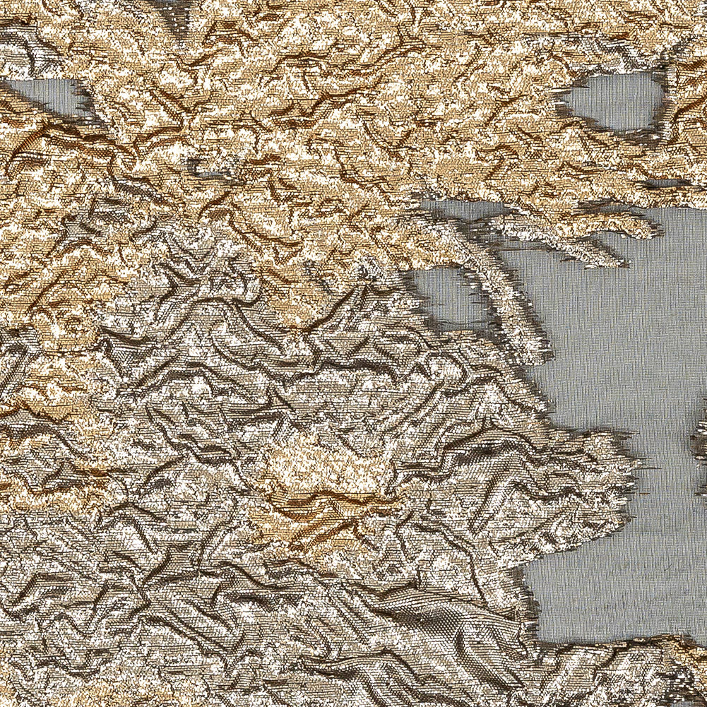 Metallic Gold and Black Abstract Luxury Burnout Brocade