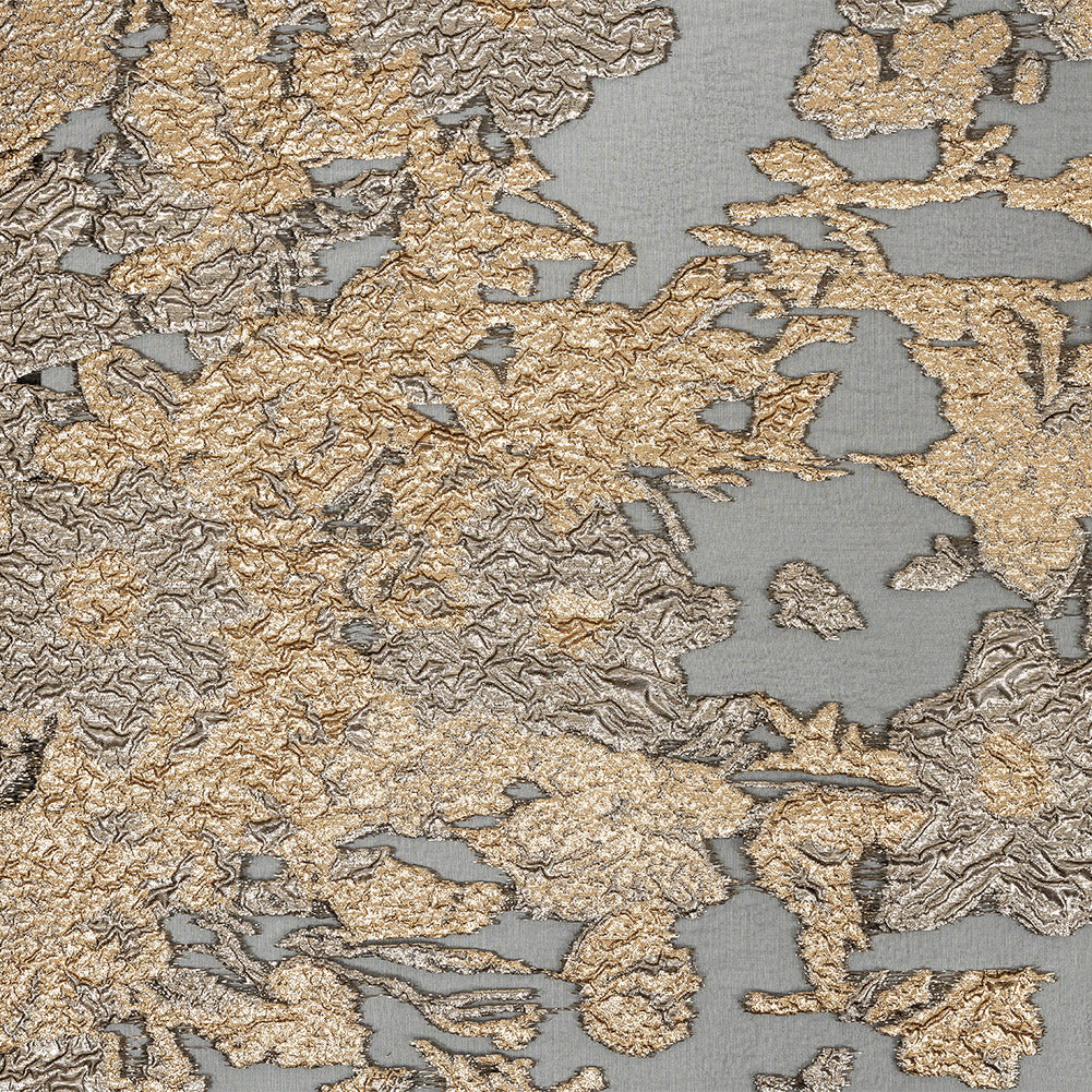 Metallic Gold and Black Abstract Luxury Burnout Brocade