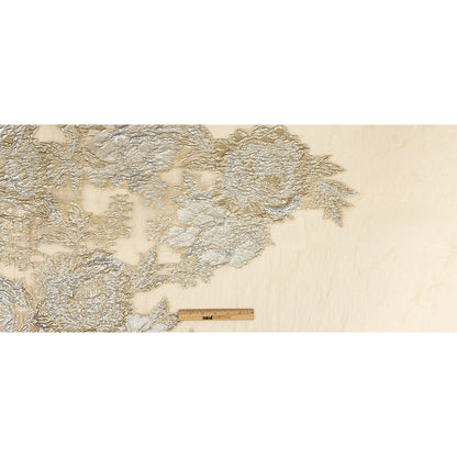 Metallic Silver and Beige Floral Luxury Burnout Brocade Full