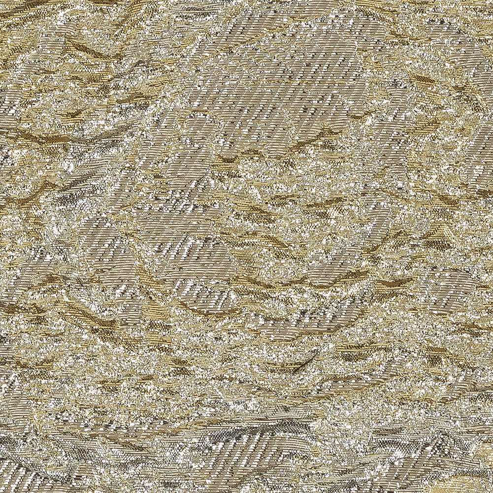 Metallic Gold, Silver and Beige Floral Luxury Burnout Brocade Detail