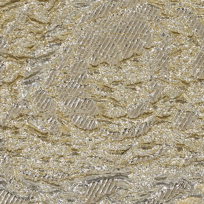 Metallic Gold, Silver and Beige Floral Luxury Burnout Brocade Detail