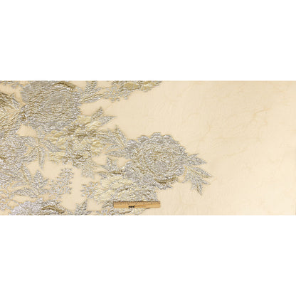 Metallic Gold, Silver and Beige Floral Luxury Burnout Brocade Full
