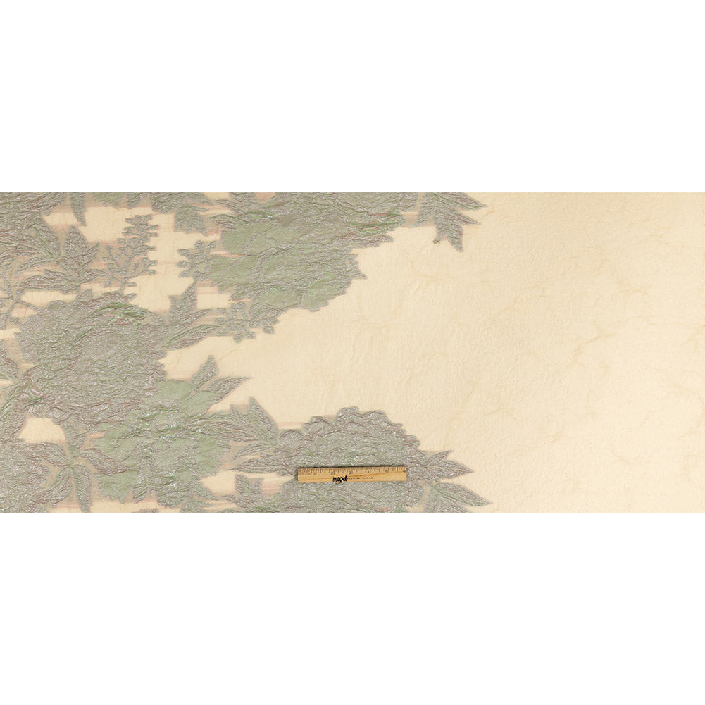 Metallic Mint, Orchid and Beige Floral Luxury Burnout Brocade Full