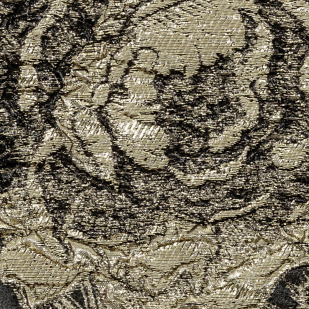 Metallic Gold and Black Floral Luxury Burnout Brocade Detail