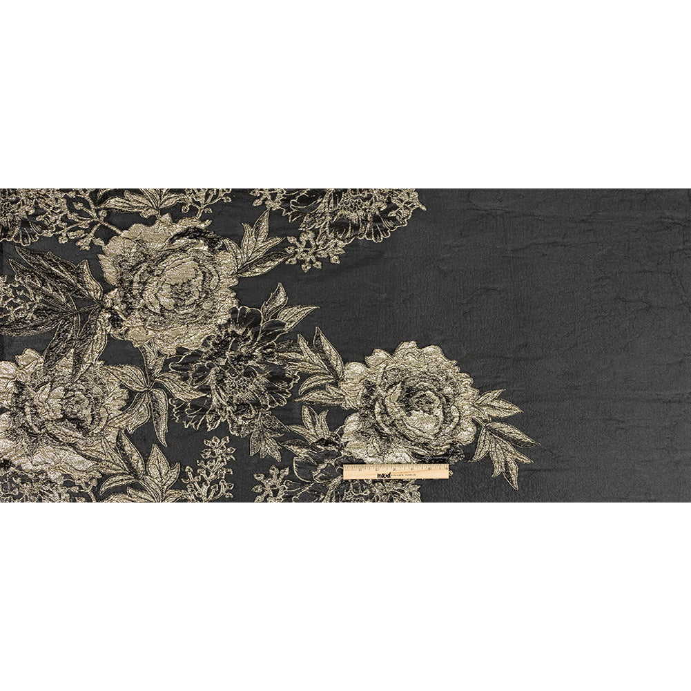 Metallic Gold and Black Floral Luxury Burnout Brocade Full