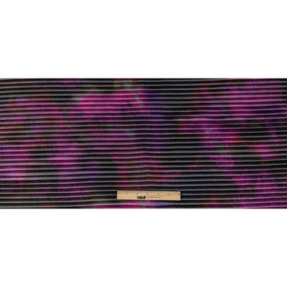 Accordion Pleated Organdy - Vivid Viola and Black Abstract