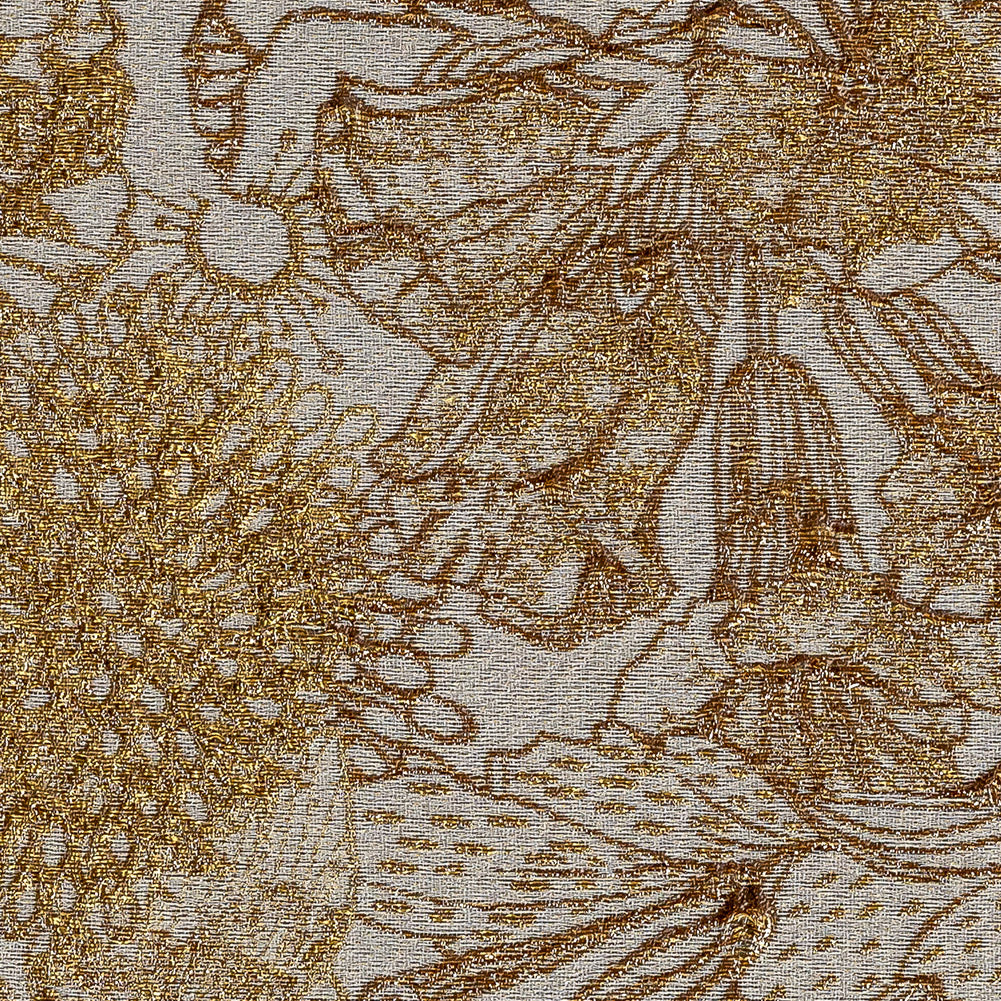 Metallic Antique Gold and Gray Floral Luxury Brocade