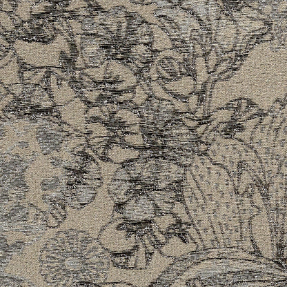 Brocado floral de lujo en color gris plomo metalizado y topo