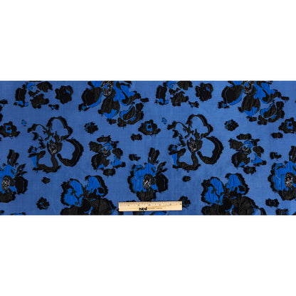 Cobalt and Black Floral Luxury Brocade