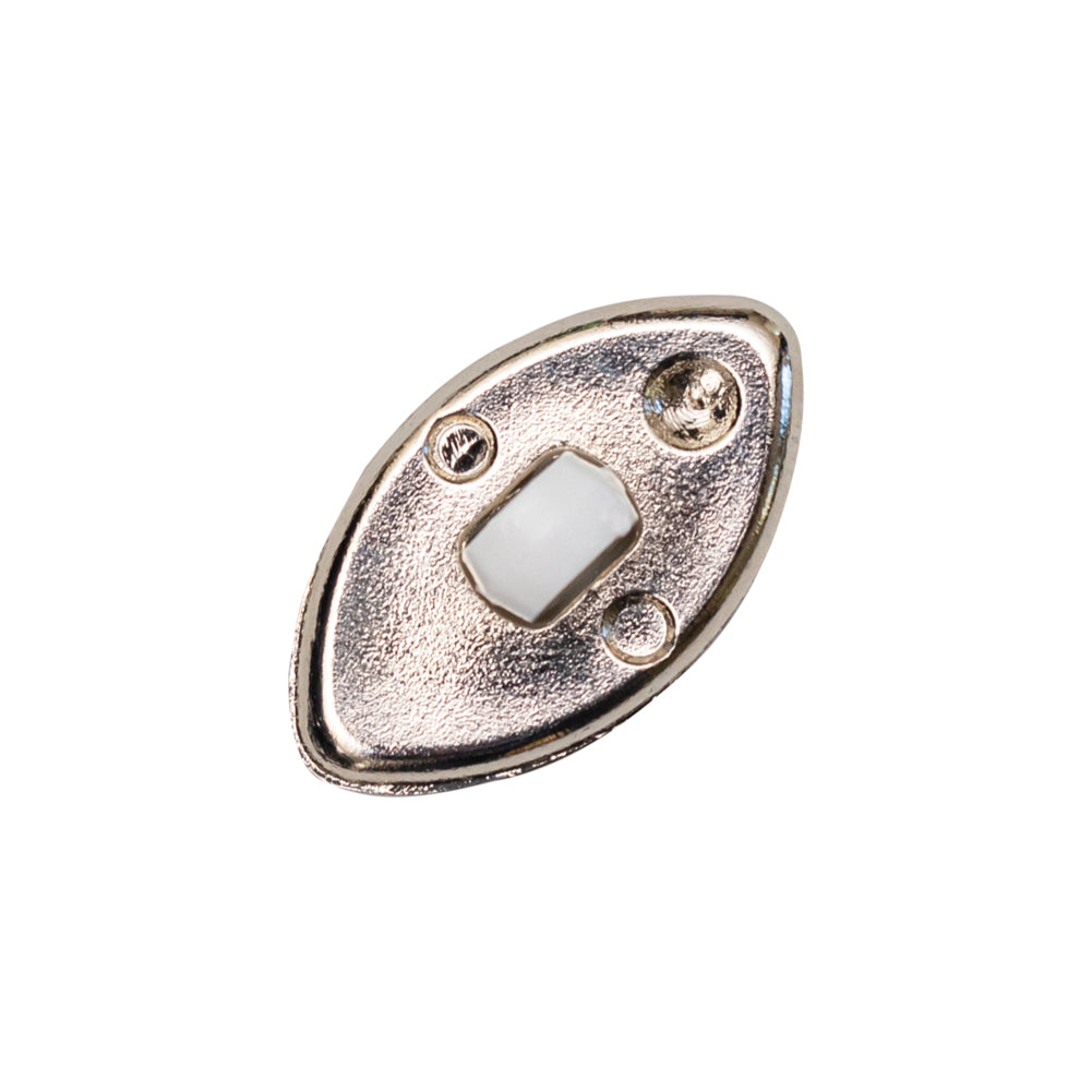 Italian White and Silver 2-Piece Plastic Teardrop Shank Back Button - 32L/20mm Detail