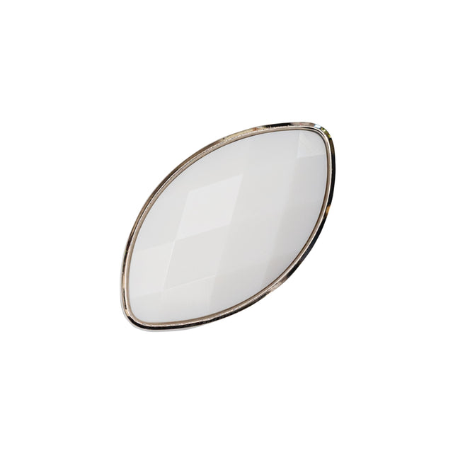 Italian White and Silver 2-Piece Plastic Teardrop Shank Back Button - 32L/20mm
