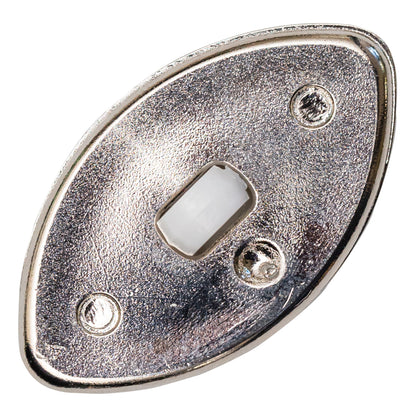 Italian White and Silver 2-Piece Plastic Teardrop Shank Back Button - 52L/33mm Detail