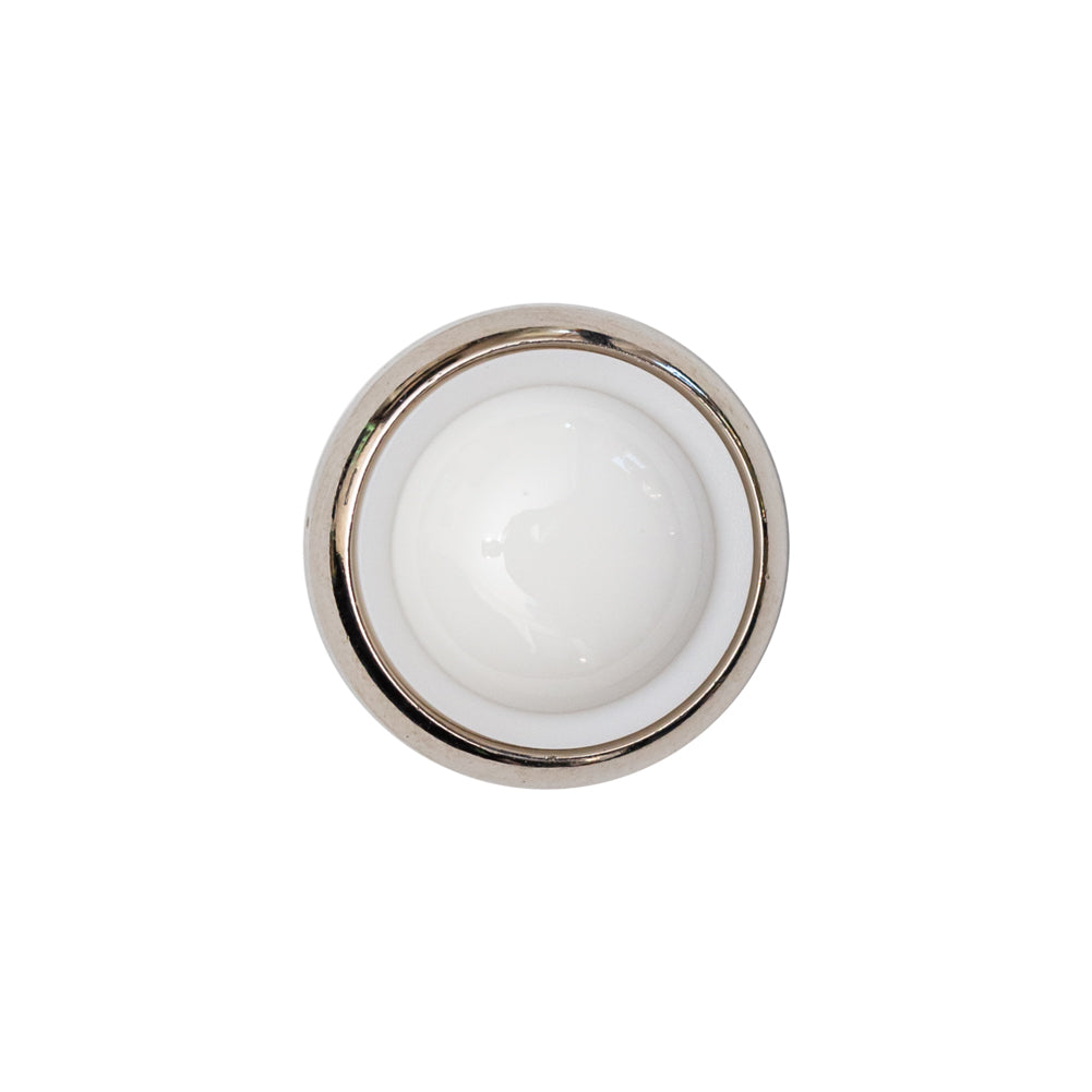 Italian White and Silver Round 2-Piece Shank Back Button - 30L/19mm