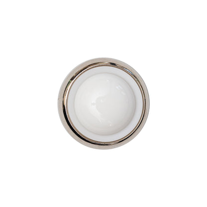 Italian White and Silver Round 2-Piece Shank Back Button - 30L/19mm